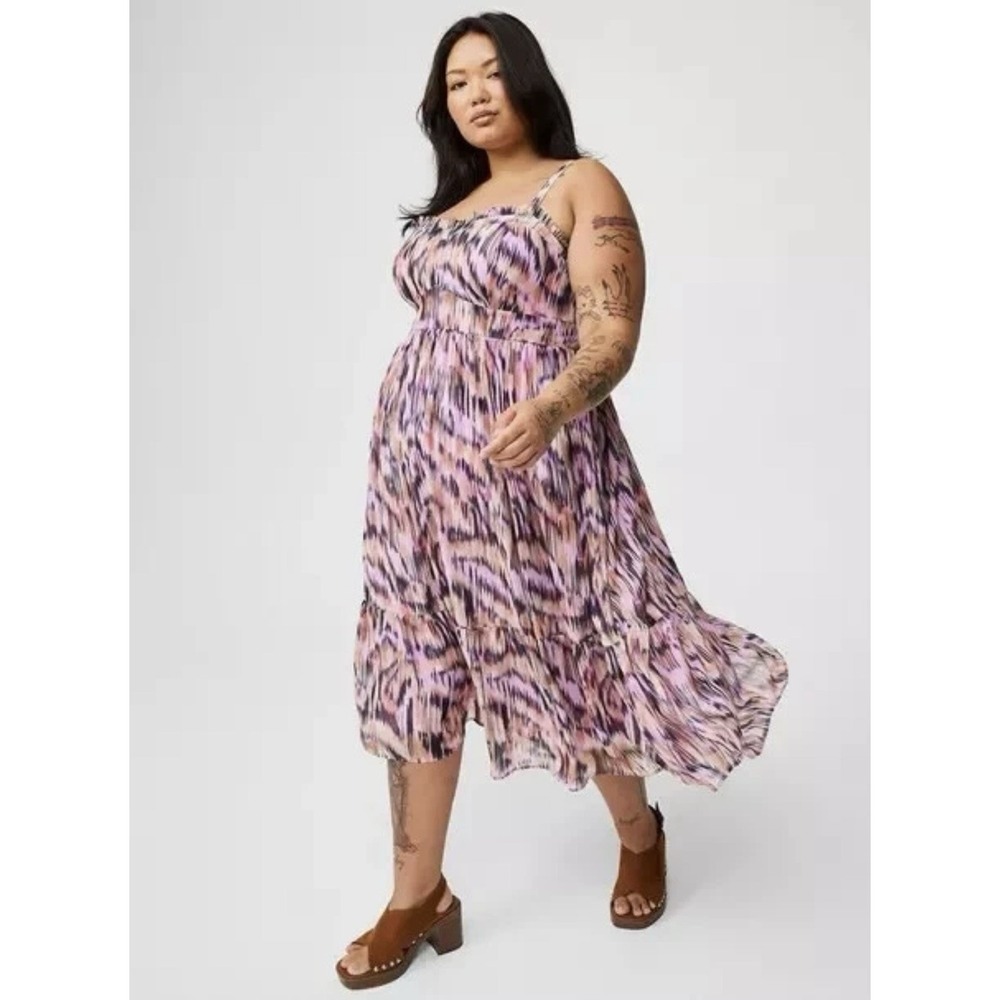NWT Torrid Size 0 L12 Midi Chiffon Sleeveless Tiered Sun Dress Pockets NEW $80‎
